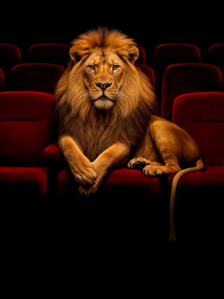 Ein Löwe im Kino, im Rahmen der Partnerschaft zwischen PEUGEOT und dem Kino.